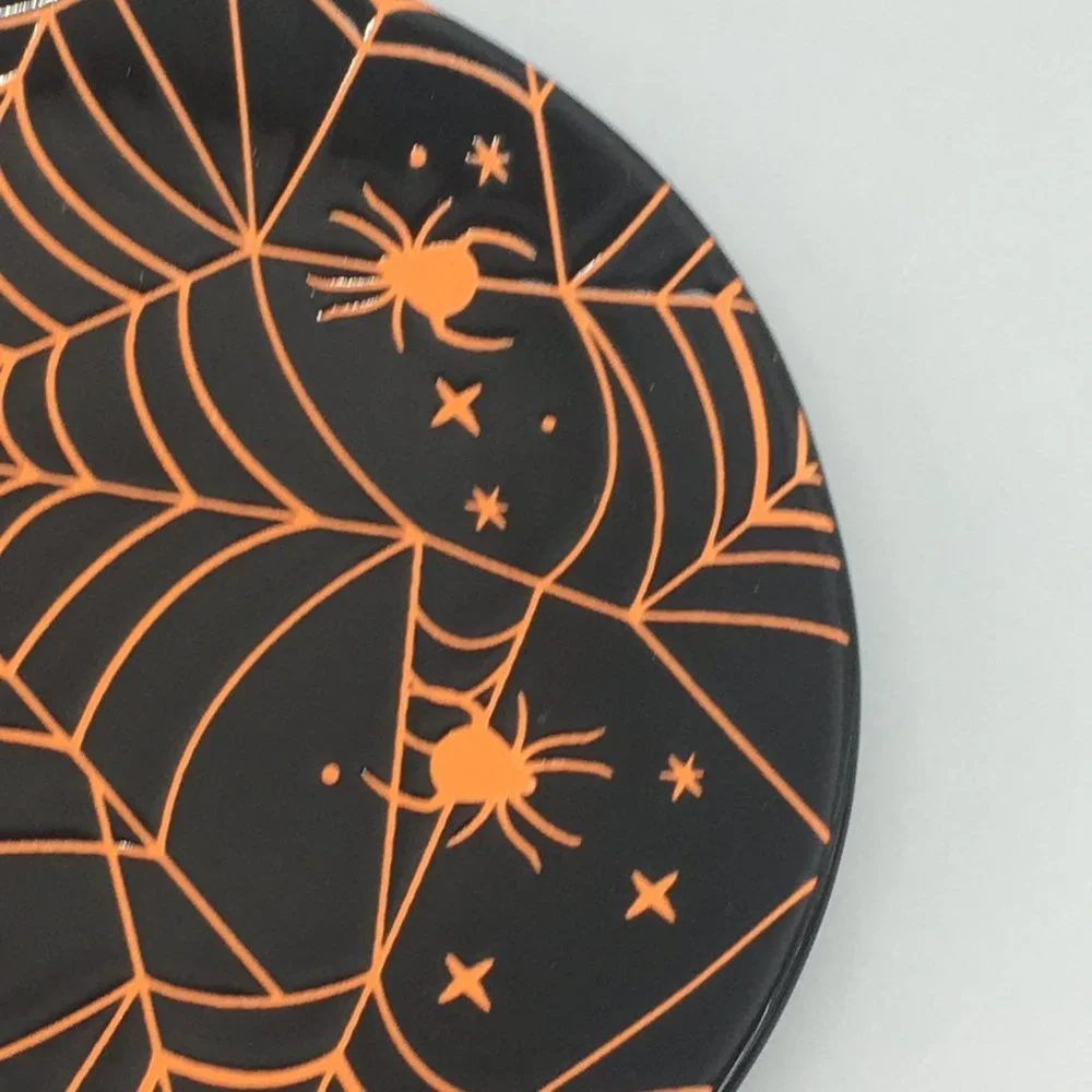 6 Zrike DISNEY Halloween MICKEY MOUSE Black Orange Spiderweb Plate Set Appetizer